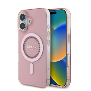 Guess IML Rhinestones MagSafe Case for Apple iPhone 16 (GUHMP16SPFTDTEP)