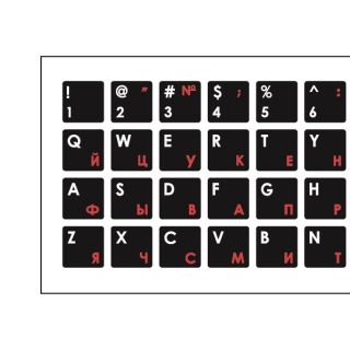 Mocco Keyboard Sticks ENG / RU With Laminated Waterproof Level White / Red (MC-KS-RUENG-R)