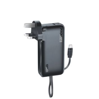 Promate PowerPack-10C Charger Power Bank 22W / 10000mAh / USB-C PD / 220V EU/US/UK (POWERPACK10C)