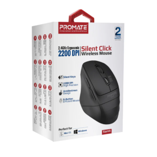 Promate Samit Silent Click Ergonomic Wireless Mouse 2.4GHz / 2200 DPI (SAMITBK)