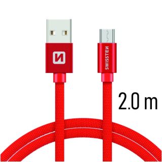 Swissten Textile Quick Charge Universal Micro USB Data and Charging Cable 2m (SW-QU-MICR-USB-2.0-R)