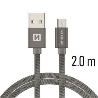 Swissten Textile Quick Charge Universal Micro USB Data and Charging Cable 2m (SW-QU-MICR-USB-2.0-GR)