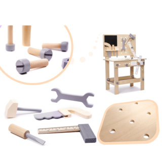 RoGer Wooden Workshop with Tools for Kids (RO-6281-WD)