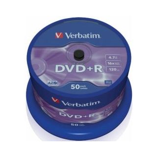Verbatim Blank DVD+R AZO 4.7GB 16x 50 Pack Spindle (43550V)