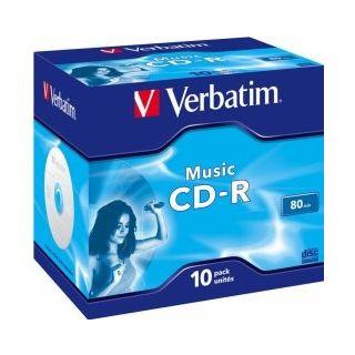Verbatim Blank CD-R Audio 80Min Music 10 Pack Jewel (43365V)