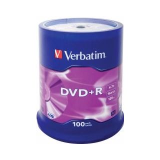 Verbatim Black DVD+R AZO 4.7GB 16x 100 Pack, Spindle (43551V)