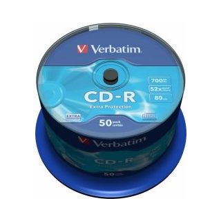 Verbatim Blank CD-R 700MB 1x-52x Extra Protection 50 Pack Spindle (43351V)