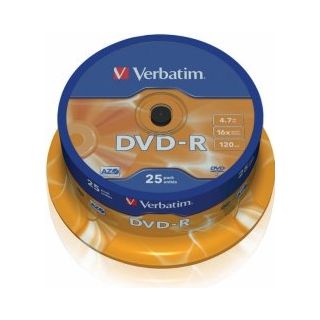 Verbatim Blank DVD-R AZO  4.7GB 16x 25 pack Spindle (43522V)