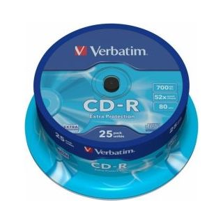 Verbatim Blank CD-R 700MB 1x-52x Extra Protection, 25 Pack Spindle (43432V)