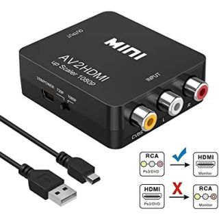 RoGer Adapter to Transfer RCA to HDMI Signal (+Audio) (RG-RCA-HDMI-CON-BK)