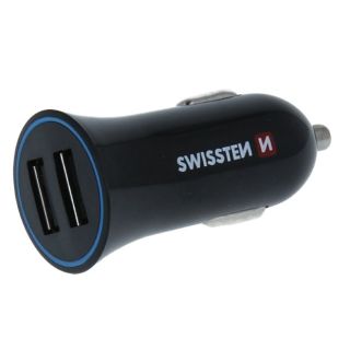 Swissten Car charger 12 / 24V / 1A + 2.1A + USB-C Data Cable 1m (SW-CCH-2.4ATYPC-B)