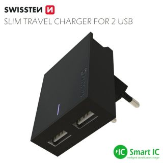 Swissten Travel Charger USB 3А / 15W With USB-C Cable 1.2m (SW-DET-3AWCUC-B)