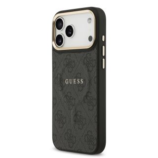 Guess PU Leather 4G Gold Frame MagSafe Case for Apple iPhone 17 Pro Max (GUHMP17XP4MSEGCK)