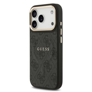 Guess PU Leather 4G Gold Frame MagSafe Case Чехол для Apple iPhone 17 Pro (GUHMP17LP4MSEGCK)