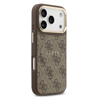 Guess PU Leather 4G Gold Frame MagSafe Case for Apple iPhone 17 Pro (GUHMP17LP4MSEGCW)