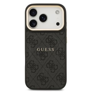 Guess PU Leather 4G Gold Frame MagSafe Case Чехол для Apple iPhone 17 Pro (GUHMP17LP4MSEGCK)