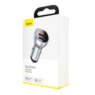 Baseus Digital Display Dual USB Car Charge 4.8A / 24W (CCBX-0S)