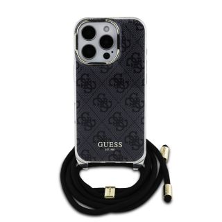 Guess IML 4G Printed Crossbody Strap Case for iPhone 16 Pro / Black (GUHCP16LHC4SEK)