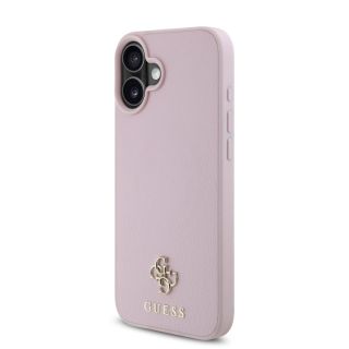 Guess PU Grained 4G Small Metal Logo MagSafe Case for iPhone 16 / Pink (GUHMP16SPGCSM4MP)