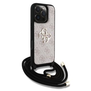 Guess PU 4G Metal Logo Crossbody Strap Case for iPhone 16 Pro Max / Pink (GUHCP16XP4GMGCRP)