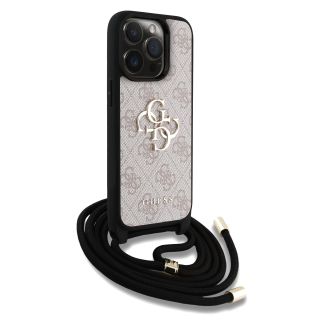 Guess PU 4G Metal Logo Crossbody Strap Case for iPhone 15 Pro / Pink (GUHCP15LP4GMGCRP)