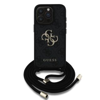 Guess PU 4G Metal Logo Crossbody Strap Case for iPhone 15 Pro / Black (GUHCP15LP4GMGCRK)