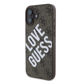 Guess PU Leather 4G Big Love Logo MagSafe Case for iPhone 16 / Brown (GUHMP16SP4PLGWW)