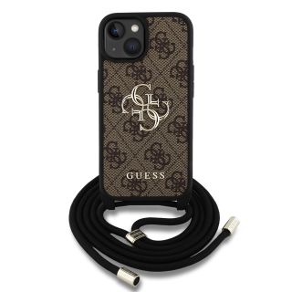 Guess PU 4G Metal Logo Crossbody Strap Case for iPhone 15 / Brown (GUHCP15SP4GMGCRW)