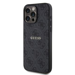 Guess PU Leather 4G Colored Ring MagSafe Case for iPhone 15 Pro / Black (GUHMP15LG4GFRK)