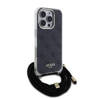 Guess IML 4G Printed Crossbody Strap Case for iPhone 16 Pro / Black (GUHCP16LHC4SEK)
