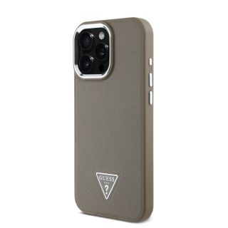 Guess PU Grained Triangle Logo MagSafe Case for iPhone 16 Pro Max / Brown (GUHMP16XPGTSPSW)