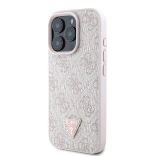 Guess PU 4G Strass Triangle Metal Logo Case for iPhone 16 Pro Max / Pink (GUHCP16XP4TDPP)
