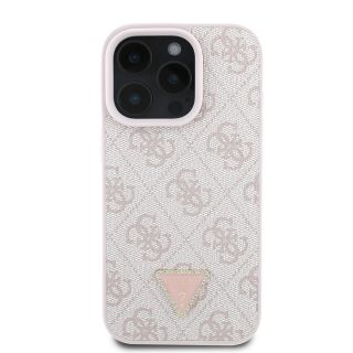 Guess PU 4G Strass Triangle Metal Logo Case for iPhone 16 Pro Max / Pink (GUHCP16XP4TDPP)