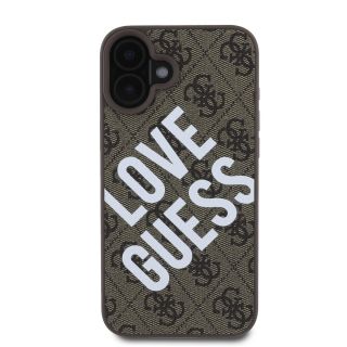 Guess PU Leather 4G Big Love Logo MagSafe Case for iPhone 16 / Brown (GUHMP16SP4PLGWW)