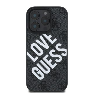 Guess PU Leather 4G Big Love Logo MagSafe Case for iPhone 16 Pro / Black (GUHMP16LP4PLGWK)
