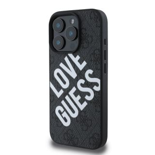 Guess PU Leather 4G Big Love Logo MagSafe Case for iPhone 16 Pro / Black (GUHMP16LP4PLGWK)