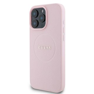 Guess PU Grained Classic Logo MagSafe Case for iPhone 16 Pro / Pink (GUHMP16LPGHSMMP)