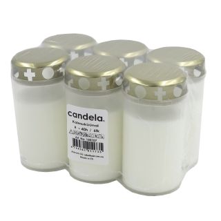 Candela Memorial Candles With Caps 6pcs White (24100107)