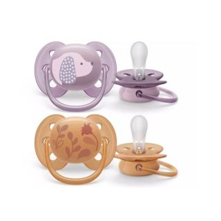 Philips Avent Ultra soft DECO Baby Pacifier 6-18m 2pcs Orange/Violet (SCF091/18)