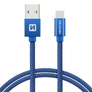 Swissten Textile Universal Quick Charge 3.1 USB-C Data and Charging Cable 1.2m (SW-QU-TYPC-3.1-1.2M-BL)