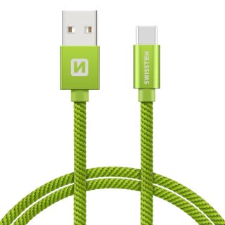 Swissten Textile Universal Quick Charge 3.1 USB-C Data and Charging Cable 1.2m (SW-QU-TYPC-3.1-1.2M-GRE)