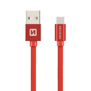 Swissten Textile Universal Quick Charge 3.1 USB-C Data and Charging Cable 1.2m (SW-QU-TYPC-3.1-1.2M-R)