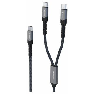 Swissten 2in1 Charging USB-C / 2x USB-C Cable 100W 1.5m (72501201)