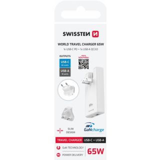 Swissten Travel Charger GaN USB-C / USB 65W (22071420)