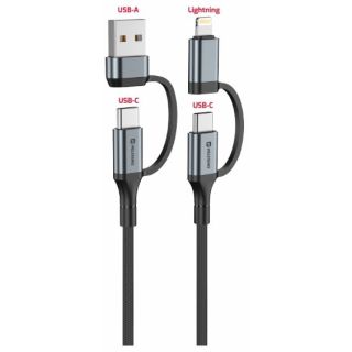 Swissten 4in1 Textile 3A Data Cable 1.5m (74501102)