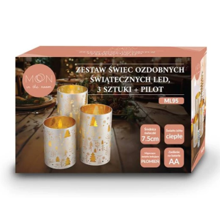 RoGer Moon in the Room Wax LED candle set of 3pcs (RO-ML95)
