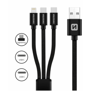 Swissten 3in1 Textile Data Cable 1.2m (72501103)