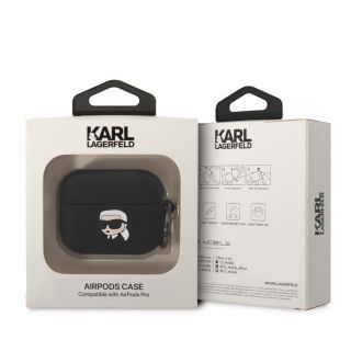 Karl Lagerfeld 3D Logo NFT Karl Head Silicone Case for AirPods Pro / Black (KLAPRUNIKK)