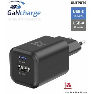 Swissten Travel Charger GaN USB-C / PD USB-A / 18W QC / 45W (22071310)