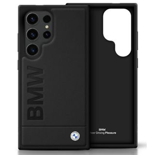BMW Leather Big Wordmark Case for Samsung Galaxy S25 Ultra (BMHCS25LSLLBK)